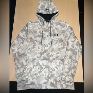 Under Armour Mens Fleece Hoodie Pullover Sweatshirt Medium Loose White Camo